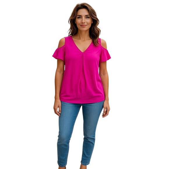 Hot pink Shoulder out Top by INC, NWOT - Picture 2 of 8